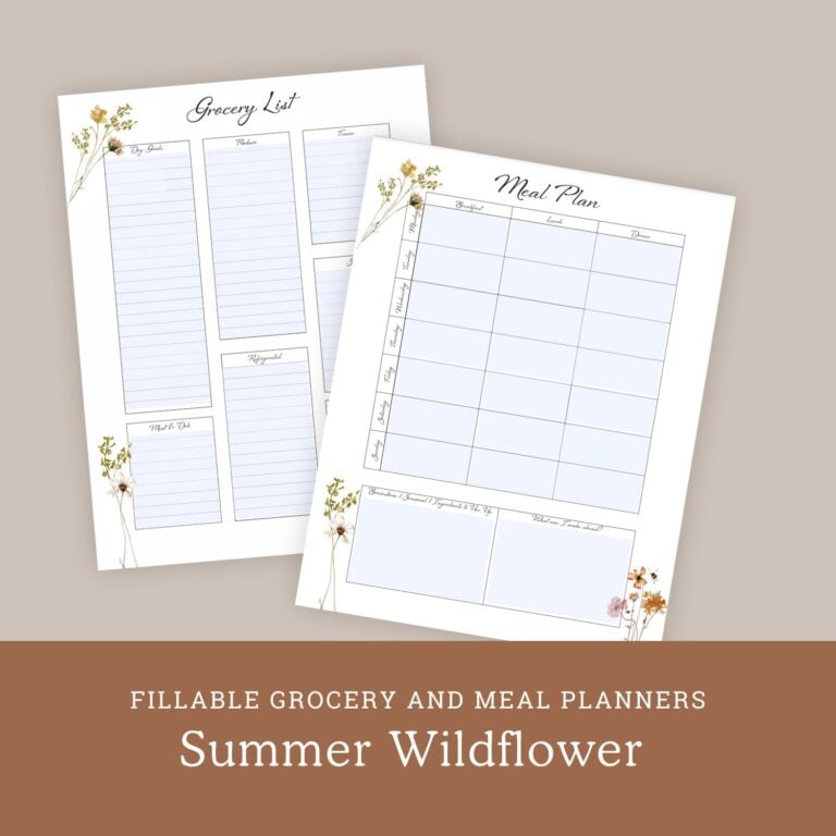 Wildflower Meal Planning Sheets (Fillable)
